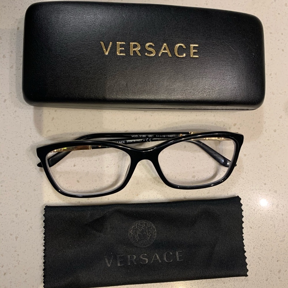 Black and Gold Versace Eyeglasses